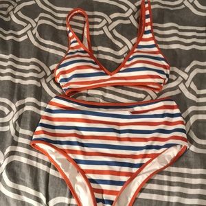 Aerie Striped High Rise Bikini Set